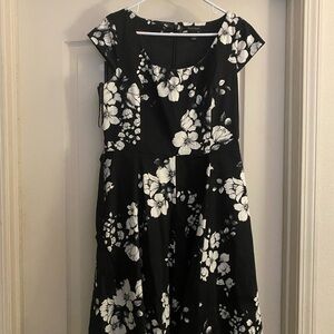 Floral Black and White Dress